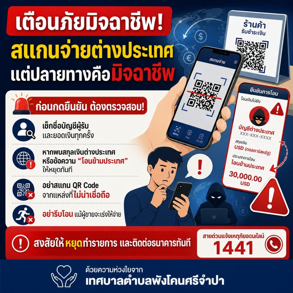 เตือนภัย! สแกนจ่ายต่างประเทศ แต่ปลายทางคือมิจฉาชีพ
